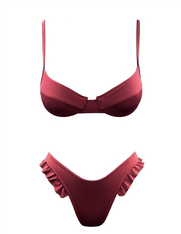 EMMA 929 FRILL BIKINI WINE